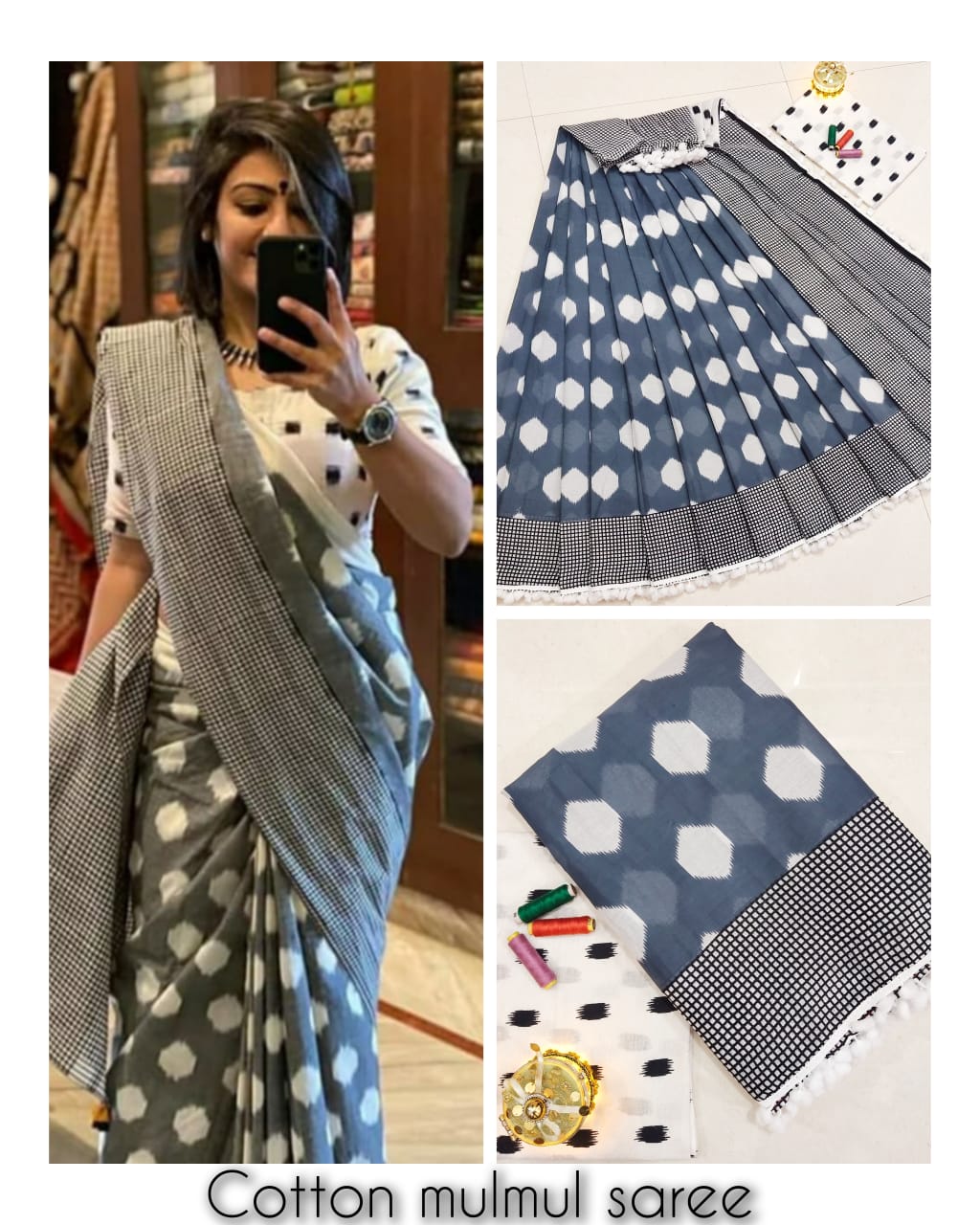 Hand block print Saree with blouse